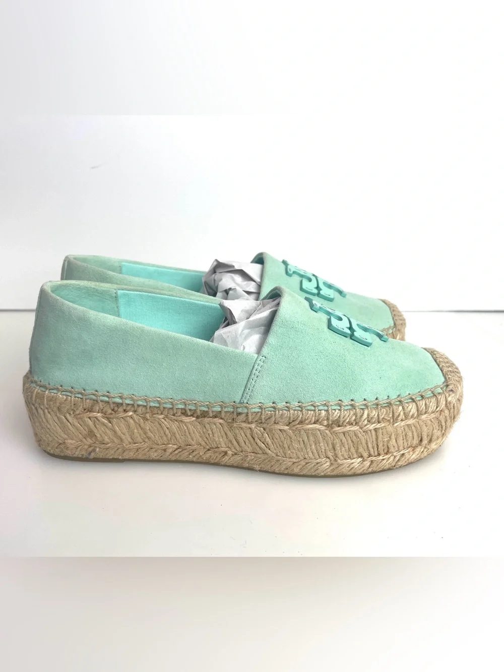 Tory Burch Ines Suede 1.75”H Platform Espadrille Size 5 In Seabubble/ Aqua mint